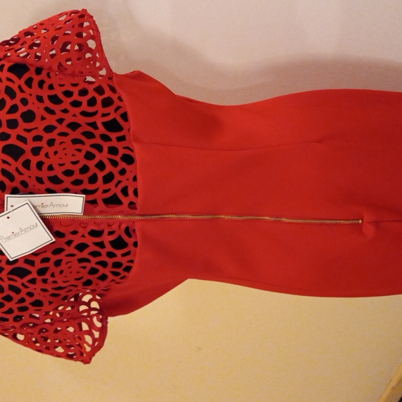 😍❤Premier Amour Designer Boutique Holiday Dress Cap Sleeves Gold Zipper Sz 14 - Picture 5 of 6